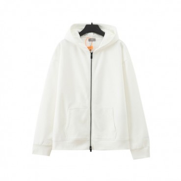 디올 남자 베이직 화이트 집업 후드티 - Dior Mens White Hoodie 