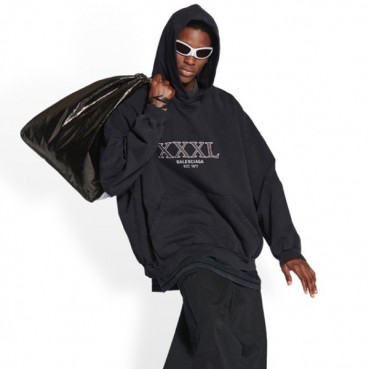 발렌시아가 남/녀 캐쥬얼 블랙 후드티 - Balenciaga Unisex Black Hoodie 