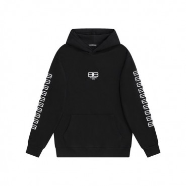 발렌시아가 남/여 캐쥬얼 블랙 후드티 - Unisex Black Hoodie 