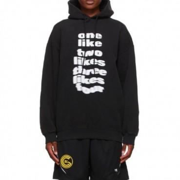 발렌시아가 남/여 캐쥬얼 블랙 후드티 - Unisex Black Hoodie 