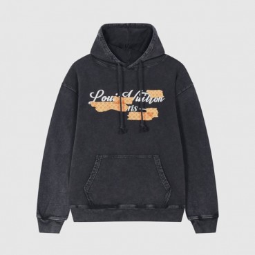 루이비통 남자 베이직 블랙 후드티 - Unisex Black Hoodie 