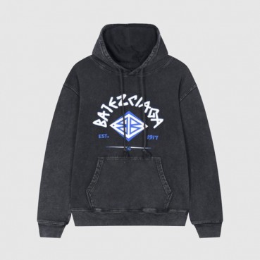 발렌시아가 남/여 캐쥬얼 블랙 후드티 - Unisex Black Hoodie 