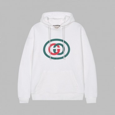 구찌 남/여 트렌디 화이트 후드티 - Unisex White Hoodie 