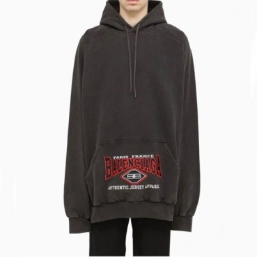 발렌시아가 남/여 캐쥬얼 블랙 후드티 - Unisex Black Hoodie 