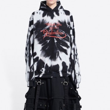 발렌시아가 남/여 캐쥬얼 블랙 후드티 - Unisex Black Hoodie 