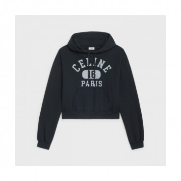 Celine  Womens Logo Cotton Hoodie Black - 셀린느 2021 여성 로고 코튼 후디 Cel0208x Size(s 