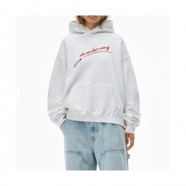 Alexsander Wang   Mm/Wm Logo Cotton Hoodie White - 알렉산더왕 2021 남/녀 로고 코튼 후드티 Alw0190x.Size(s 
