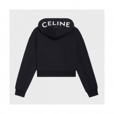 Celine  Womens Logo Cotton Hoodie Black - 셀린느 2021 여성 로고 코튼 후디 Cel0181x Size(s 