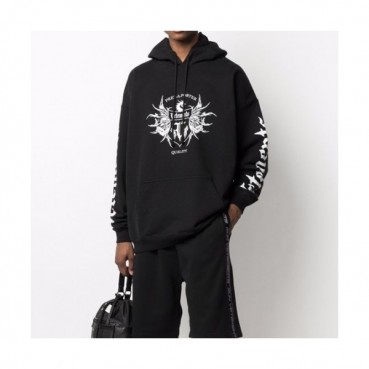 Vetements  Mm/Wm Logo Oversize Cotton Hoodie Black - 베트멍 2021 남/녀 로고 오버사이즈 코튼 후드티 Vet0208x Size(xs 