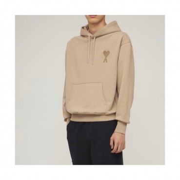 Ami  Mens Logo Casual Cotton Hoodie Ivory - 아미 2021 남성 로고 코튼 후드티 Ami0125x Size(s 