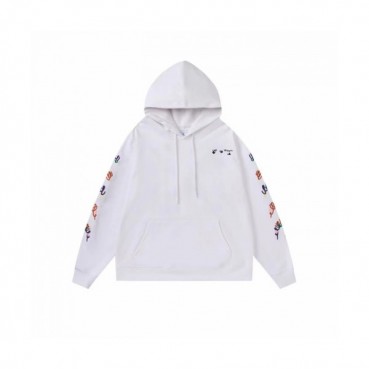 Off-white  Mens Logo Cotton Hoodie White 