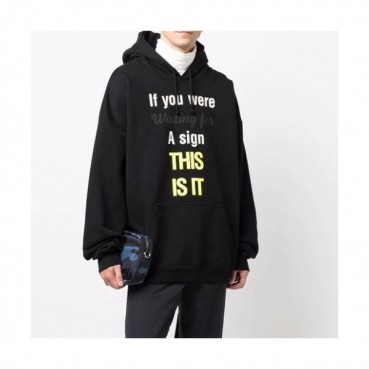Vetements  Mm/Wm Logo Oversize Cotton Hoodie Black - 베트멍 2021 남/녀 로고 오버사이즈 코튼 후드티 Vet0192x Size(s 