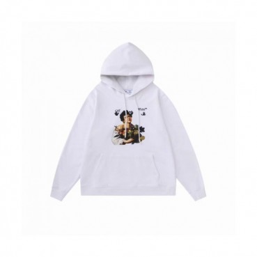Off-white  Mens Logo Cotton Hoodie White 