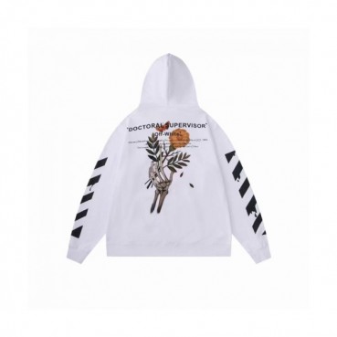 Off-white  Mens Logo Cotton Hoodie White 