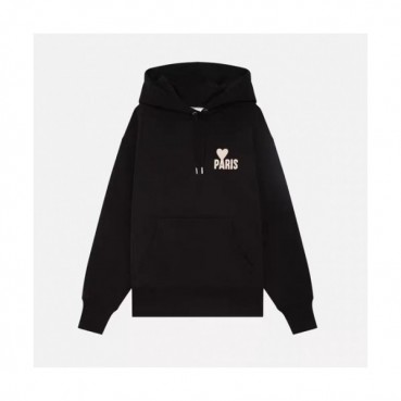 Ami  Mens Logo Casual Cotton Hoodie Black - 아미 2021 남성 로고 코튼 후드티 Ami0199x Size(xs 