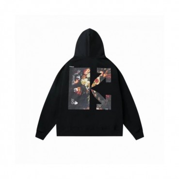Off-white  Mens Logo Cotton Hoodie Black 