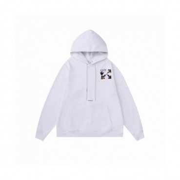 Off-white  Mens Logo Cotton Hoodie White 
