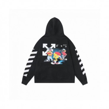 Off-white  Mens Logo Cotton Hoodie Black 
