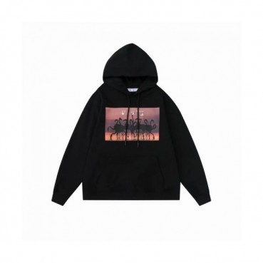 Off-white  Mens Logo Cotton Hoodie Black 