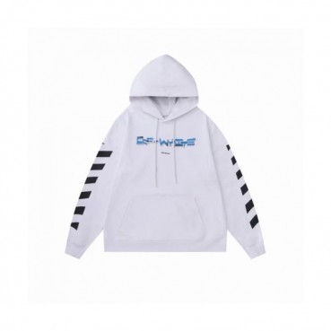 Off-white  Mens Logo Cotton Hoodie White 