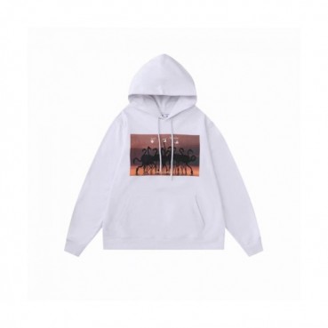 Off-white  Mens Logo Cotton Hoodie White 