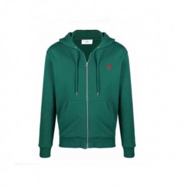 Ami  Mens Logo Casual Cotton Hoodie Green - 아미 2021 남성 로고 코튼 후드티 Ami0197x Size(s 