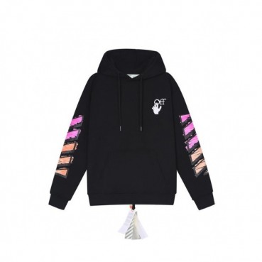 Off-white  Mens Logo Cotton Hoodie Black 