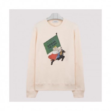 LANVIN Unisex Tshirts Ivory - 랑방 2021 남/녀 로고 후드티 