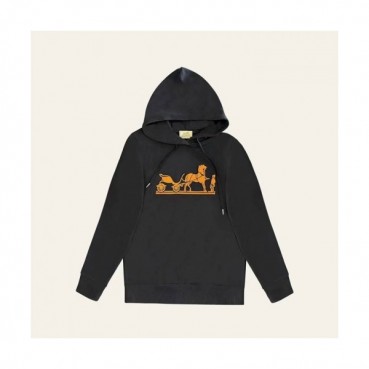 Hermes Mm/Wm Logo Casual Cotton Hoodie Black - 에르메스 2021 남/녀 로고 캐쥬얼 코튼 후드티 Her0683x Size(s 
