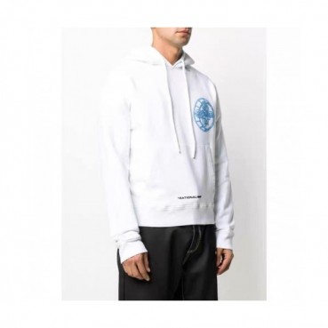 Off-white  Mens Logo Cotton Hoodie White 