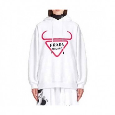 Prada  Mm/Wm Casual Cotton Hoodie White - 프라다 2021 남/녀 캐쥬얼 코튼 후드티 Pra02351x Size(s 