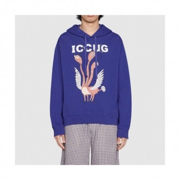 Gucci 2021s /s Mm/wm Logo Casual Oversize Cotton Hoodie Blue - 구찌 2021 남자 로고 캐쥬얼 오버사이즈 코튼 후드티 Guc03922x Size(xs