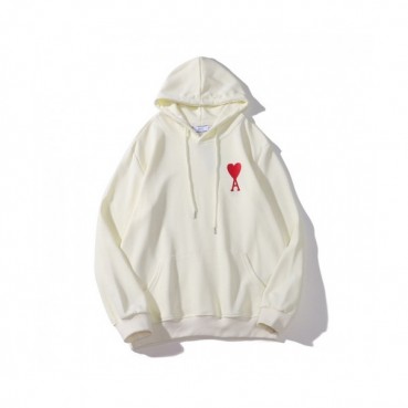 Ami  Mens Logo Casual Cotton Hoodie Ivory - 아미 2021 남성 로고 코튼 후드티 Ami0124x Size(m 