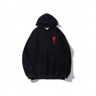 Ami  Mens Logo Casual Cotton Hoodie Black - 아미 2021 남성 로고 코튼 후드티 Ami0122x Size(m 