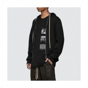 Rick Owens Mens Logo Cotton Zip-up Hooded 