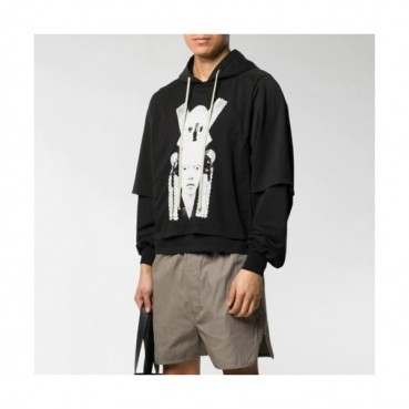 Rick Owens Mens Logo Cotton Zip-up Hooded 