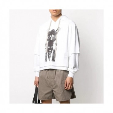 Rick Owens Mens Logo Cotton Zip-up Hooded 