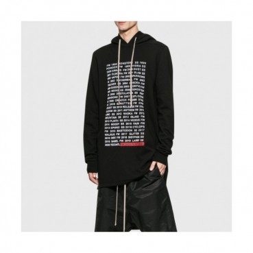 Rick Owens Mens Logo Cotton Zip-up Hooded 