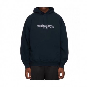 Balenciaga 2019 Mm/Wm Embroidery Logo Oversize Cotton Hood Tee - 발렌시아가  남자 자수 로고 오버사이즈 코튼 기모 후드티 Bal03x.Size(s 