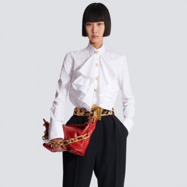 발망 여성 포플린 러플 셔츠 - Balmain Womens Poplin Ruffled Shirt 
