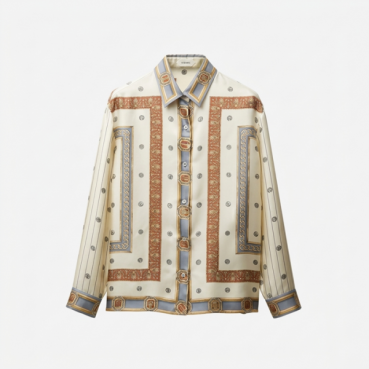 베르사체 여성 프린트 실크 트윌 셔츠 - Versace Womens Printed Silk Twill Shirt 