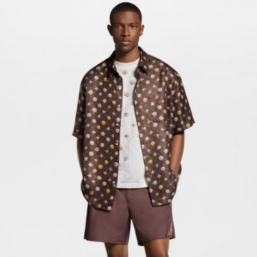 루이비통 남성 모노그램 프린트 반팔 셔츠 - Louis vuitton Mens Monogram Printed Short