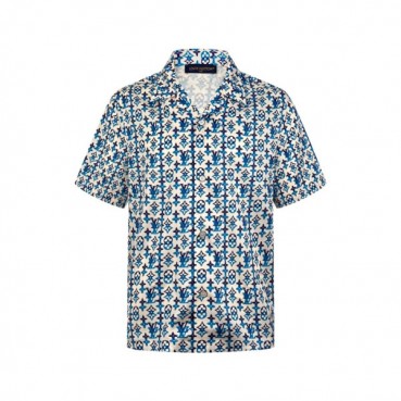 루이비통 남성 모노그램 프린트 반팔 셔츠 - Louis vuitton Mens Monogram Print Short