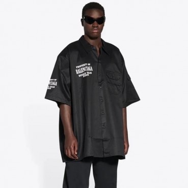 발렌시아가 남성 프로퍼티 포켓 반팔 셔츠 - Balenciaga Mens Property Pocket Short