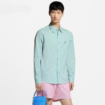 루이비통 남성 모노그램 스트라이프드 셔츠 - Louis vuitton Mens Monogram striped shirt 
