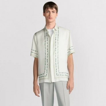 디올 남성 꾸뛰르 은방울꽃 반소매 셔츠 - Dior Mens Couture Silver Bell Flower Shirt 