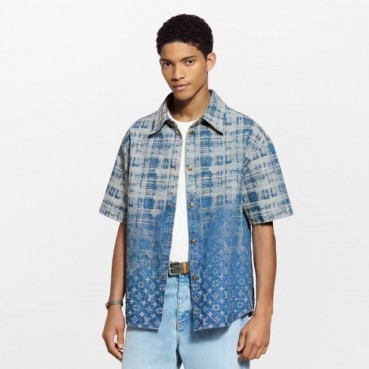 루이비통 남성 데님 반팔 셔츠 - Louis vuitton Mens Polo Shirts 