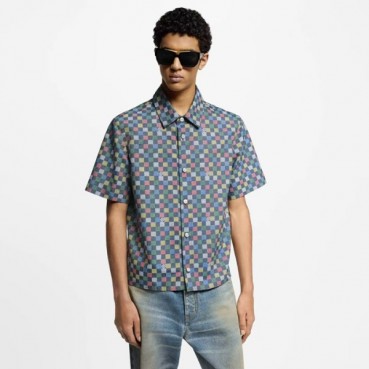 루이비통 남성 다미에 반팔 셔츠 - Louis vuitton Mens White Shirts 