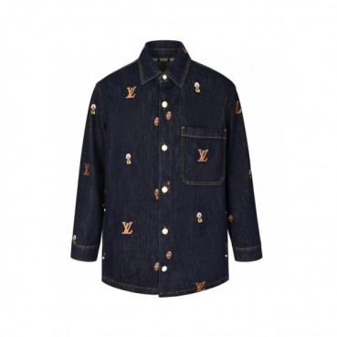 루이비통 남성 데님 셔츠 - Louis vuitton Mens Denim Shirts 