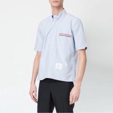 톰브라운 남성 반팔 블루 셔츠 - Thom Browne Mens Blue Dress Shirts 